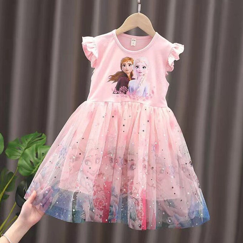 Baby Girls Dress Casual Pink Clothes Summer 2023 Cotton Linen Girls Princess Dress Big Turn Down Collar Dress