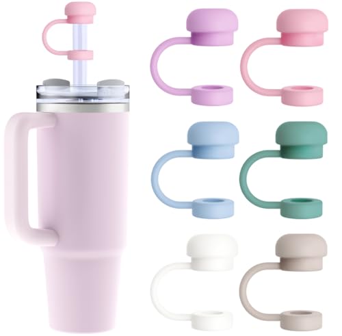 6Pcs Straw Topper Cap for Stanley Tumbler 40-20 oz, 0.4in 10mm Soft Silicone Straw Covers for Stanley Cup Accessories, Dust-proof and Leak-proof Reusable Drinking Straw Tips Lids