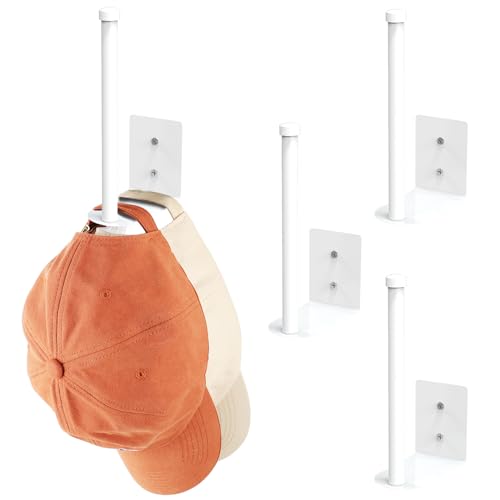 2 Pack Hat Racks for Baseball Caps, Stainless Steel Hat Organizer for Baseball Cap, Hat Holder Storage Organizer, Hat Hanger Strong Adhesive/Wall Drilled for Door,Bedroom,Closet(Black 6 in)