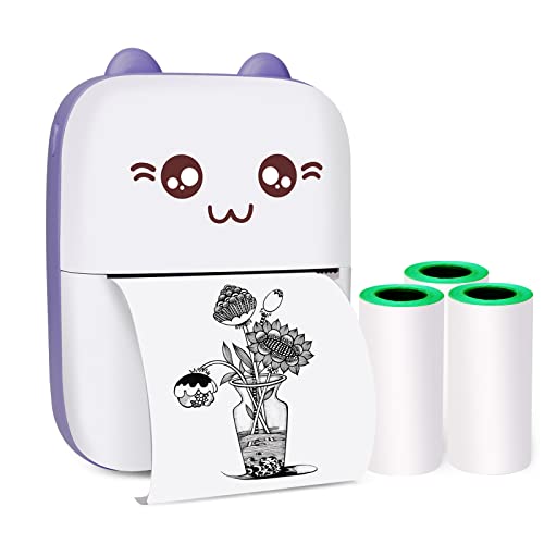 Mini Pocket Printer, Gifts for kids, Portable Thermal Printer for Pictures/Retro-Style Photos/Receipts/Notes/Lists/Label/ Memo/QR Codes, Bluetooth Wireless Smart Printer with Android or iOS APP (PINK)