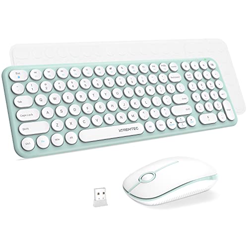 Wireless Keyboard and Mouse, XTREMTEC 2.4G Full Size Wireless Keyboard Mouse Combo - Ultra Slim Silent Cute Computer Keyboard with USB Receiver for Windows, OS, PC, Desktop, Mac, Tablet (Wine Red)