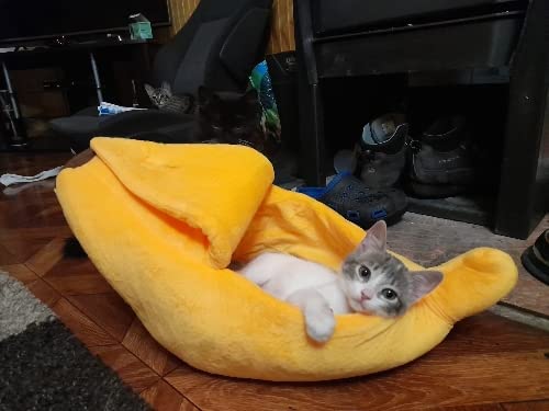 Cute Banana Cat Beds Pet Sofa Bed Cave Couch Shape Houseboat House Soft Pet Supplies Cat Cage Accessories Toys Breathable Universal in All Seasons Small Animals Mat