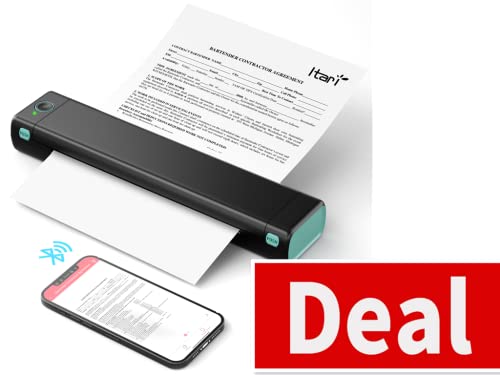 Thermal Portable Bluetooth Tattoo Stencil-Printer - Compact Inkless Printer for Phone & Laptop, M08F-Letter Portable Printers Wireless for Travel, Home Use, Vehicles, Office, School(8.5" X 11" Paper)