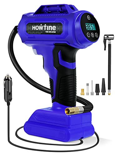 Tire Inflator Portable Air Compressor – 12V DC 150 PSI Air Pump for Car Tires with Digital Pressure Gauge and Emergency Led Light, 15ft Corded Handheld Auto-off Car Tire Pump