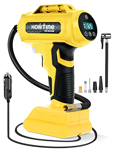 Tire Inflator Portable Air Compressor – 12V DC 150 PSI Air Pump for Car Tires with Digital Pressure Gauge and Emergency Led Light, 15ft Corded Handheld Auto-off Car Tire Pump