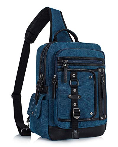 Messenger Bag for Men Canvas Sling Bag Crossbody Backpack Laptop Shoulder Bag Hiking Daypacks Casual Tactical