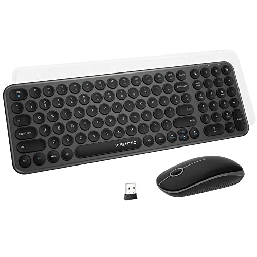 Wireless Keyboard and Mouse, XTREMTEC 2.4G Full Size Wireless Keyboard Mouse Combo - Ultra Slim Silent Cute Computer Keyboard with USB Receiver for Windows, OS, PC, Desktop, Mac, Tablet (Wine Red)