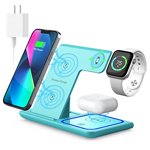 Wireless Charger, 3 in 1 Wireless Charging Station, Fast Wireless Charger Stand for iPhone 14/13/12/11/Pro/Max/XS/XR/X/8/Plus, for Apple Watch 8/7/6/5/4/3/2/SE, for AirPods 3/2/Pro(Black)
