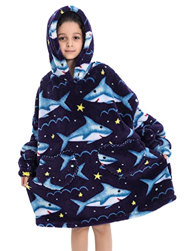 Wearable Blanket Hoodie for Kids Toddler Oversized Sweatshirt Cute Fleece Sherpa Blanket Girls Boys