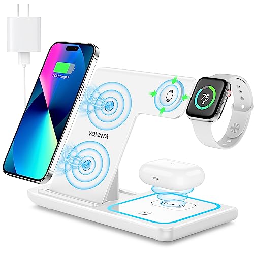 Wireless Charger, 3 in 1 Wireless Charging Station, Fast Wireless Charger Stand for iPhone 14/13/12/11/Pro/Max/XS/XR/X/8/Plus, for Apple Watch 8/7/6/5/4/3/2/SE, for AirPods 3/2/Pro(Black)