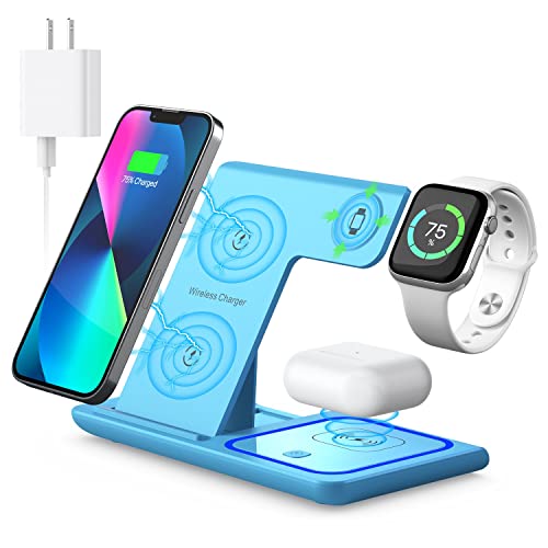 Wireless Charger, 3 in 1 Wireless Charging Station, Fast Wireless Charger Stand for iPhone 14/13/12/11/Pro/Max/XS/XR/X/8/Plus, for Apple Watch 8/7/6/5/4/3/2/SE, for AirPods 3/2/Pro(Black)
