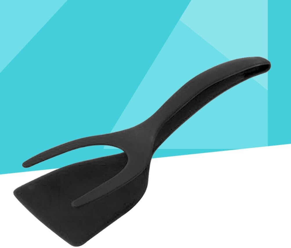 Alipis 2 in 1 Grip and Flip Spatula Tongs Egg Flipper Tong Pancake Fish French Toast Omelet Making for Home Kitchen Cooking Tool Black