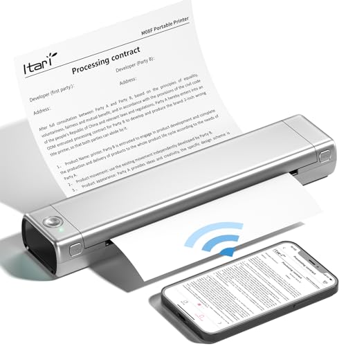 Thermal Portable Bluetooth Tattoo Stencil-Printer - Compact Inkless Printer for Phone & Laptop, M08F-Letter Portable Printers Wireless for Travel, Home Use, Vehicles, Office, School(8.5" X 11" Paper)