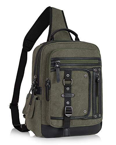 Messenger Bag for Men Canvas Sling Bag Crossbody Backpack Laptop Shoulder Bag Hiking Daypacks Casual Tactical