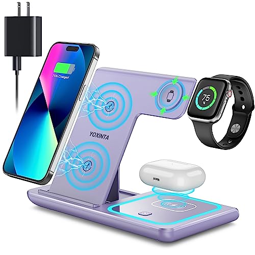Wireless Charger, 3 in 1 Wireless Charging Station, Fast Wireless Charger Stand for iPhone 14/13/12/11/Pro/Max/XS/XR/X/8/Plus, for Apple Watch 8/7/6/5/4/3/2/SE, for AirPods 3/2/Pro(Black)