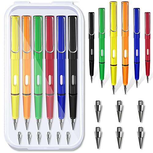 6 Sets Everlasting Pencil, Infinity Inkless Pencil with Eraser