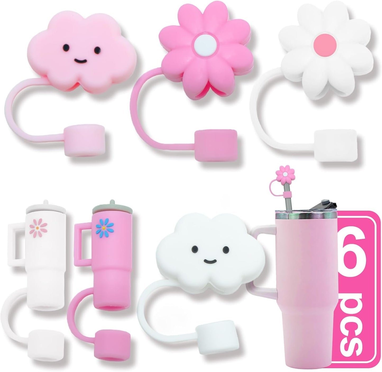 Straw Cover Cap for Stanley Cup,Silicone Straw Topper Compatible with 30&40 Oz Tumbler,Soft Silicone Straw Lid for 10mm Straws - Valentine's Day Gift