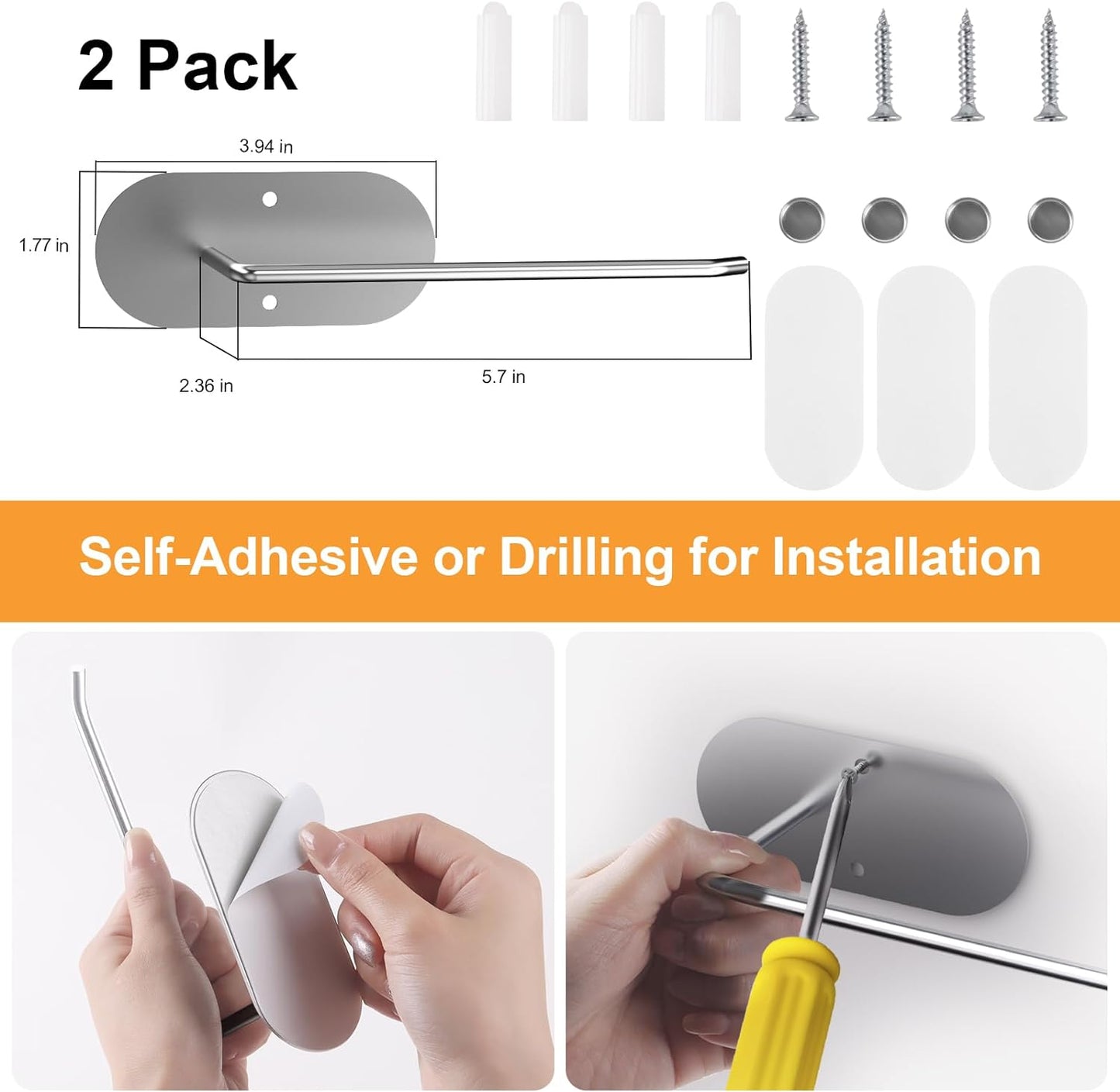 2 Pack Tumbler Lid Organizer, Space Saving Cup Lid Organizer for Yeti Tumbler/Stanley Tumbler/Simple Modern Tumbler Lids, Self-Adhesive or Drilling Tumbler Lid Hook for Kitchen Organizers and Storage