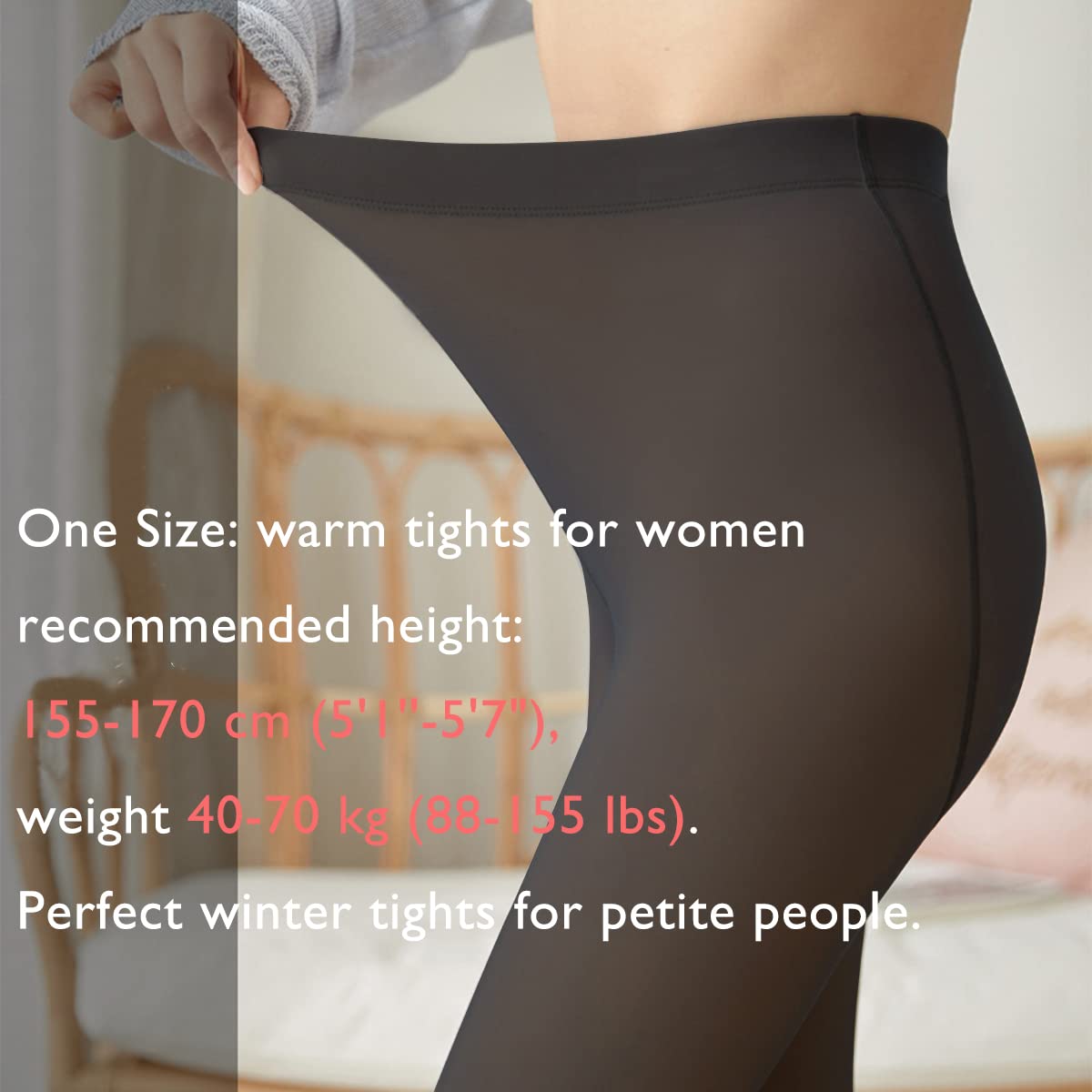 Women Fleece Lined Tights Fake Translucent Thermal Leggings Winter Sheer Warm Pantyhose Footless Tights