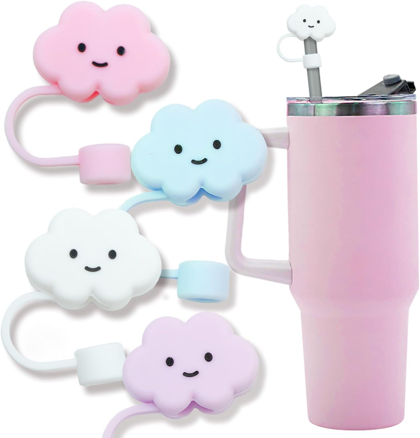 Straw Cover Cap for Stanley Cup,Silicone Straw Topper Compatible with 30&40 Oz Tumbler,Soft Silicone Straw Lid for 10mm Straws - Valentine's Day Gift