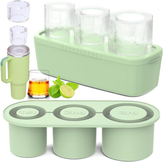 Ice Cube Tray for Tumbler, 3 Pcs Silicone Hollow Cylinder Ice Mold with Lid and Bin for Freezer, Ice Drink, Juice, Whiskey, Cocktail, 20Oz, 30Oz, 40Oz