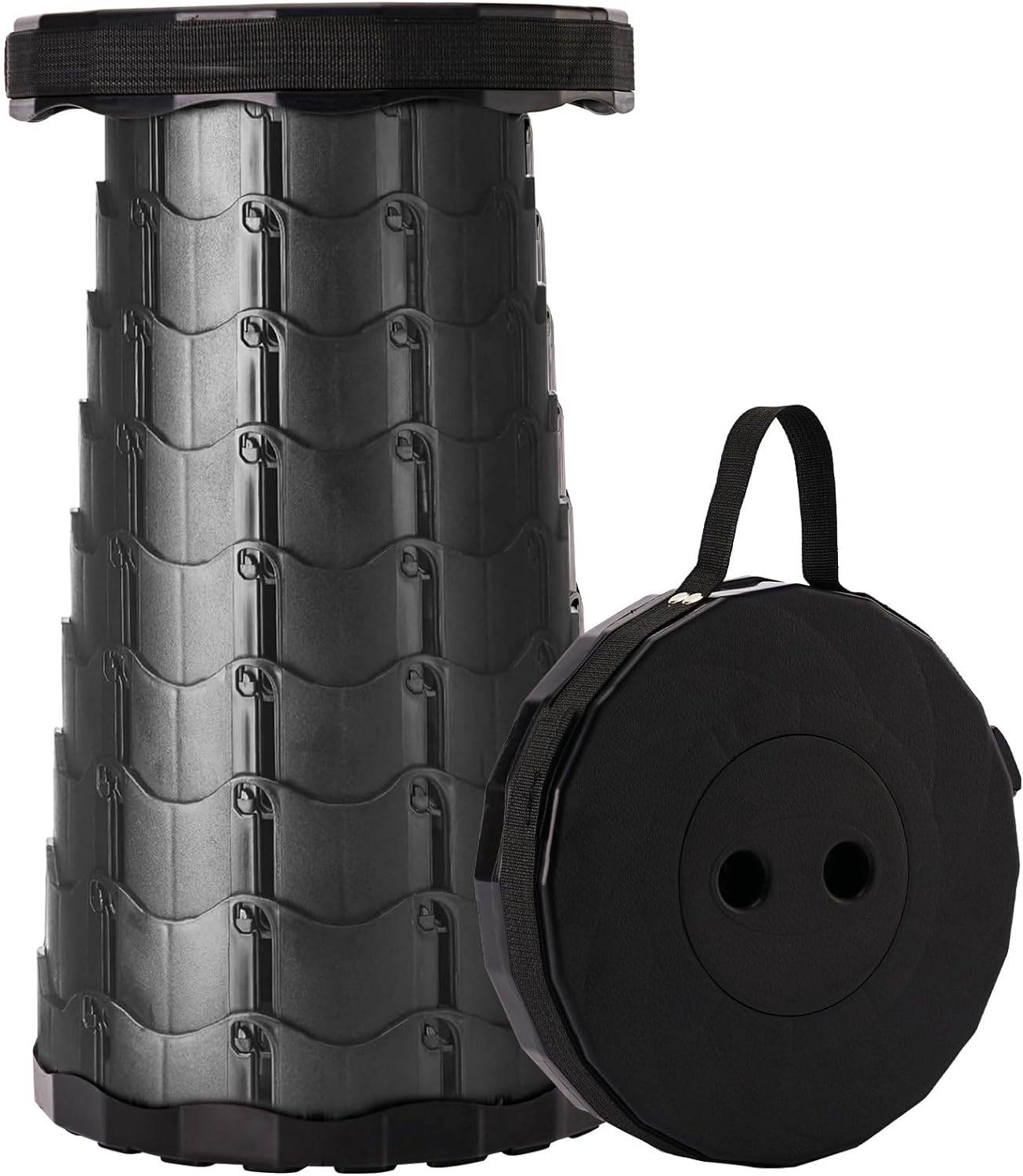 Upgraded Foldable Stool Thickened, Portable Collapsible Stool Retractable Stool for Fishing, Hiking Tours, BBQ, Parties, Outdoor Activities (Black)