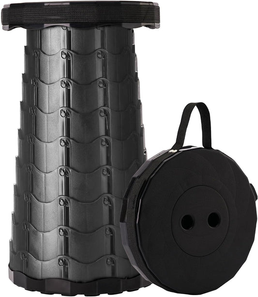 Upgraded Foldable Stool Thickened, Portable Collapsible Stool Retractable Stool for Fishing, Hiking Tours, BBQ, Parties, Outdoor Activities (Black)
