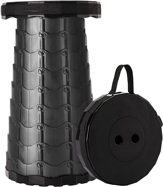 Upgraded Foldable Stool Thickened, Portable Collapsible Stool Retractable Stool for Fishing, Hiking Tours, BBQ, Parties, Outdoor Activities (Black)