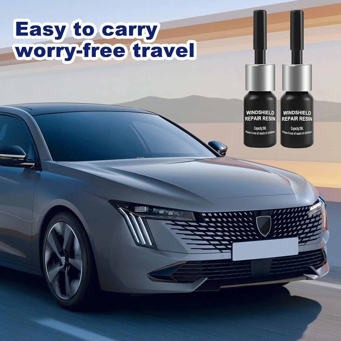 Windshield Repair Kit for Chips and Cracks, Nano Glass Repair Fluid with Enhanced Injection Head, 4 Pack Windscreen Crack Repair Kit to Repair Scratches, Cracks, and Star-Shaped Crack, Black