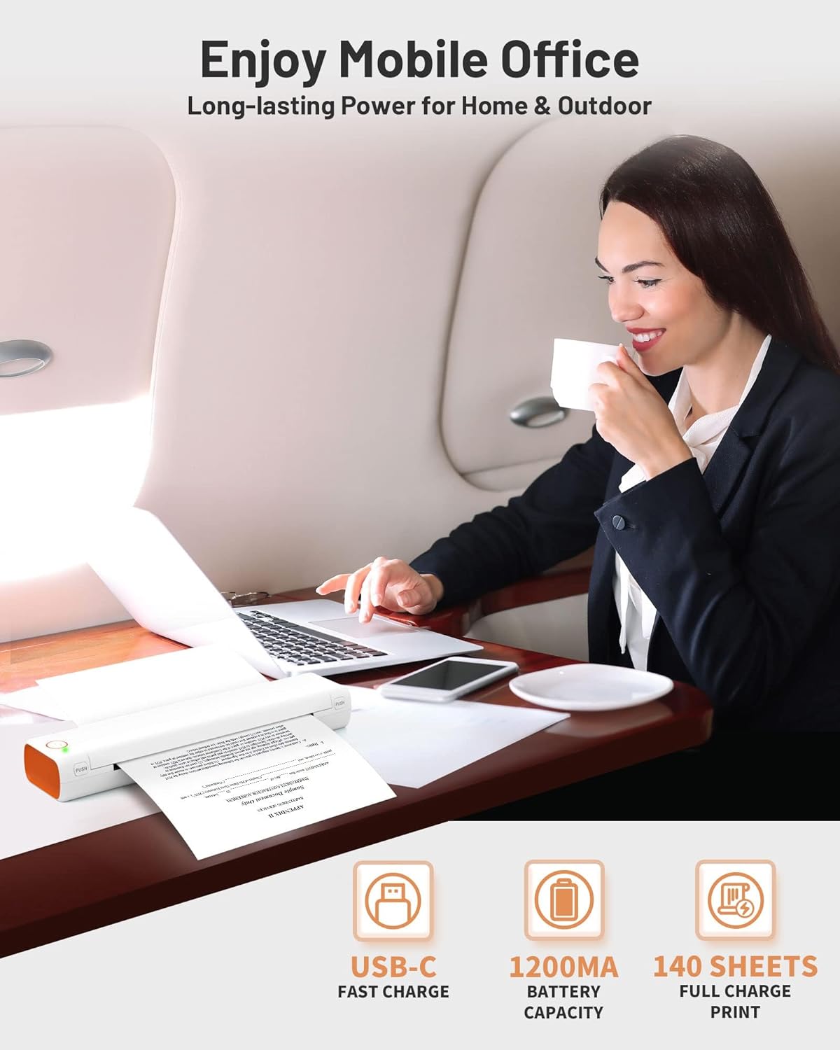 Thermal Portable Bluetooth Tattoo Stencil-Printer - Compact Inkless Printer for Phone & Laptop, M08F-Letter Portable Printers Wireless for Travel, Home Use, Vehicles, Office, School(8.5" X 11" Paper)