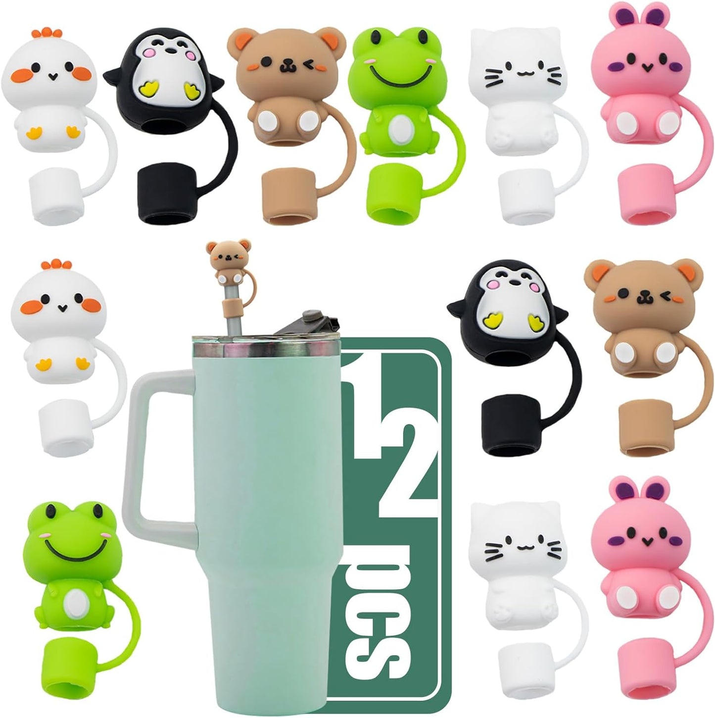 Straw Cover Cap for Stanley Cup,Silicone Straw Topper Compatible with 30&40 Oz Tumbler,Soft Silicone Straw Lid for 10mm Straws - Valentine's Day Gift