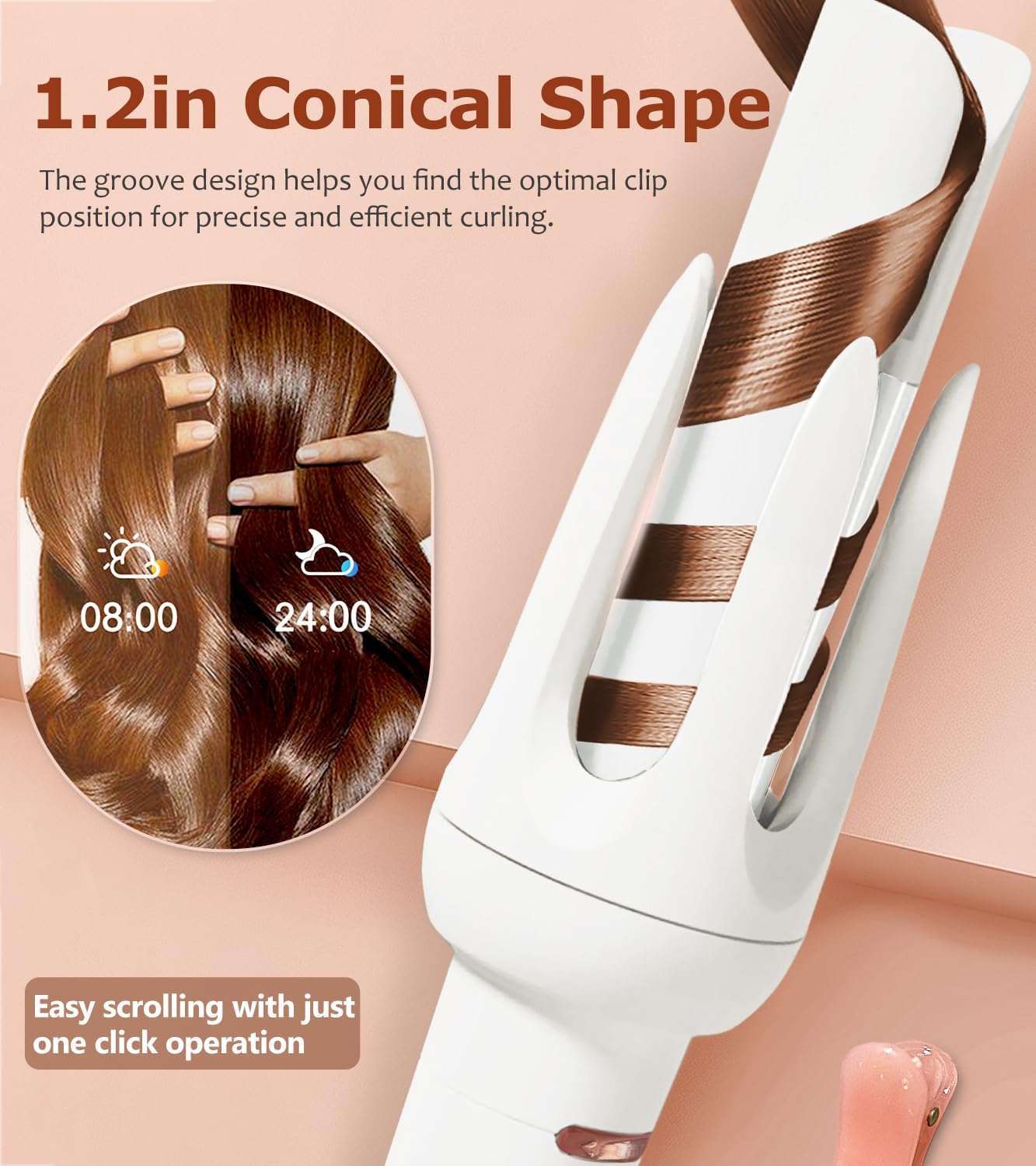 Auto Hair Curler, Anti-Scald, Anti-Tangle Rotating Curling Wand For Hair Styling