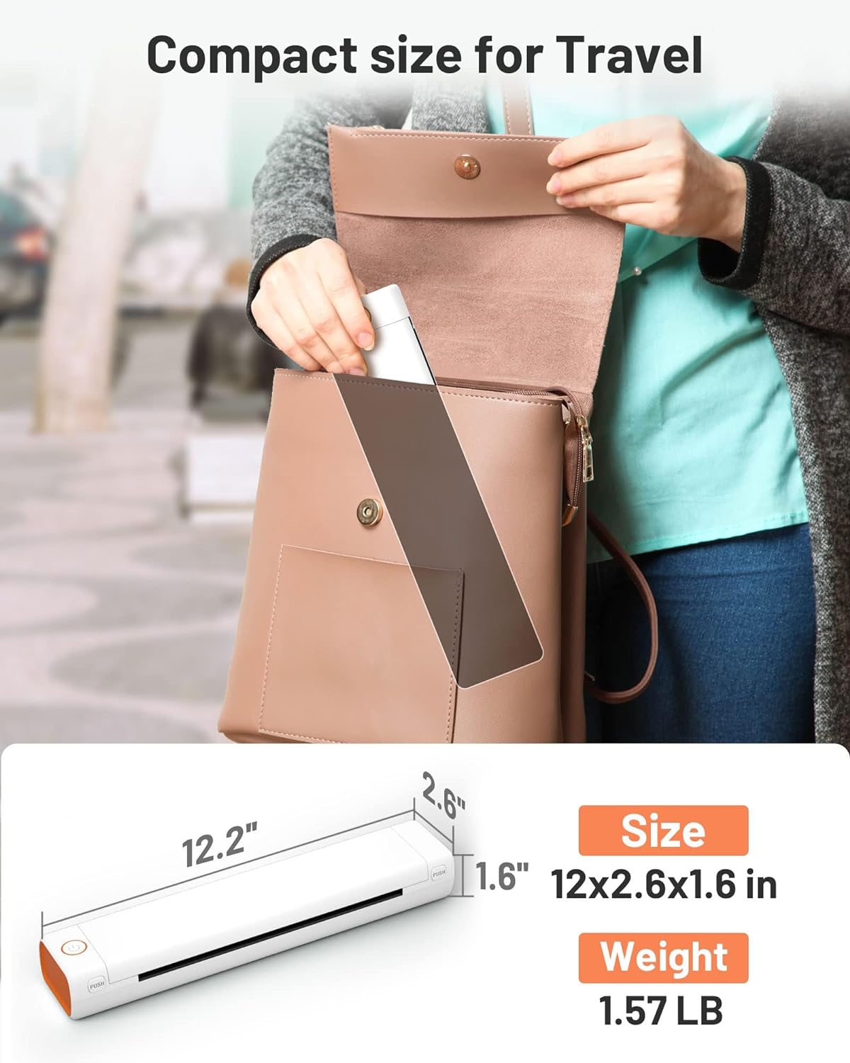 Thermal Portable Bluetooth Tattoo Stencil-Printer - Compact Inkless Printer for Phone & Laptop, M08F-Letter Portable Printers Wireless for Travel, Home Use, Vehicles, Office, School(8.5" X 11" Paper)