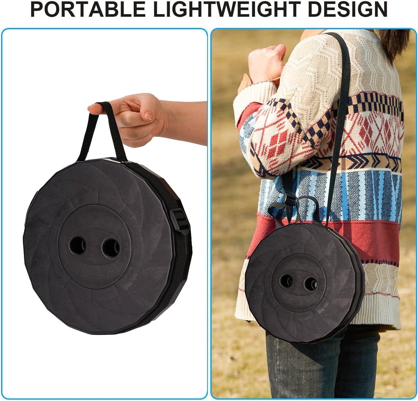 Upgraded Foldable Stool Thickened, Portable Collapsible Stool Retractable Stool for Fishing, Hiking Tours, BBQ, Parties, Outdoor Activities (Black)