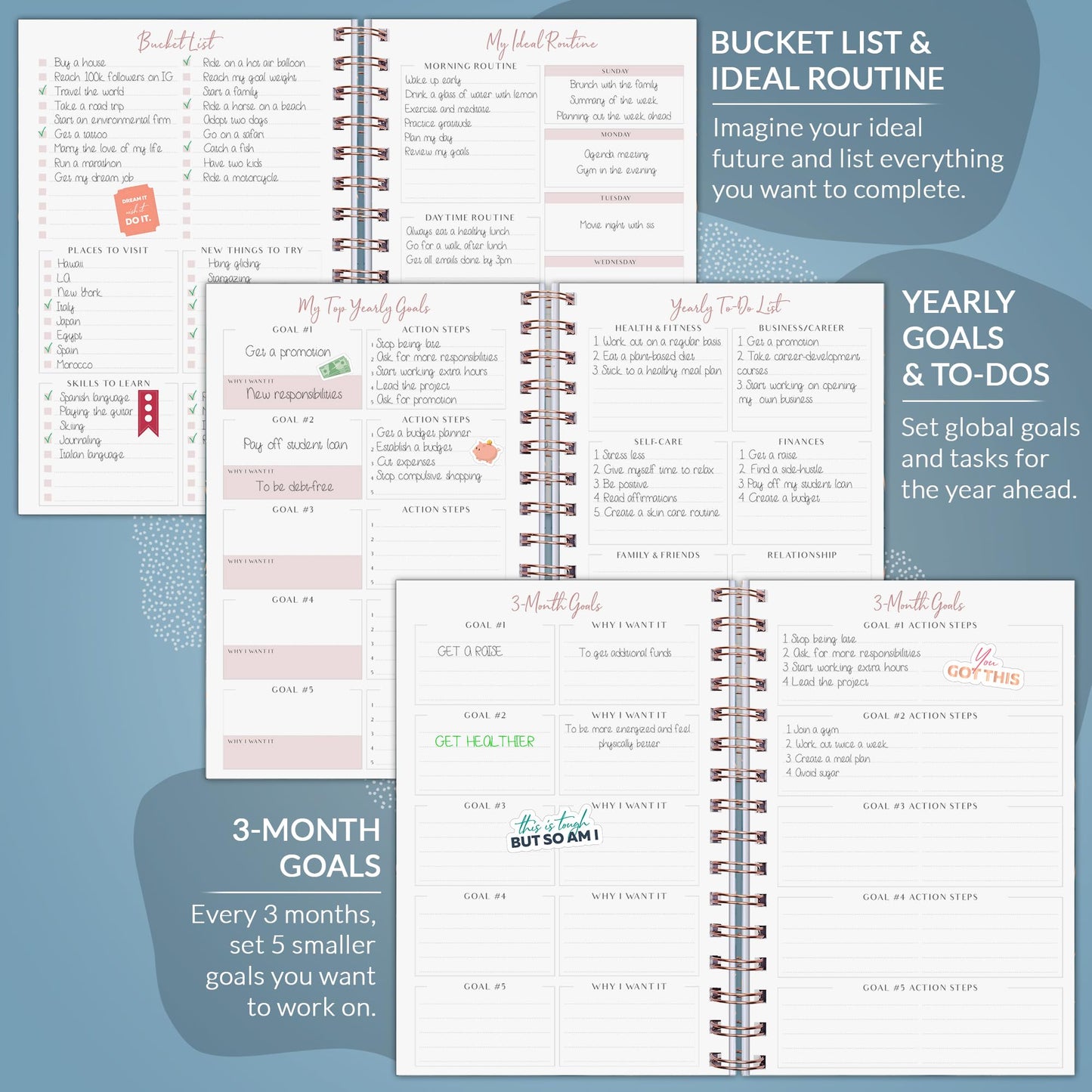 Weekly Planner – Undated Life Organizer & Budget Planner – Time Management, Goal Setting, To-Do List, Work-Life Balance & Habit Tracker – 6.1″ x 8.1″