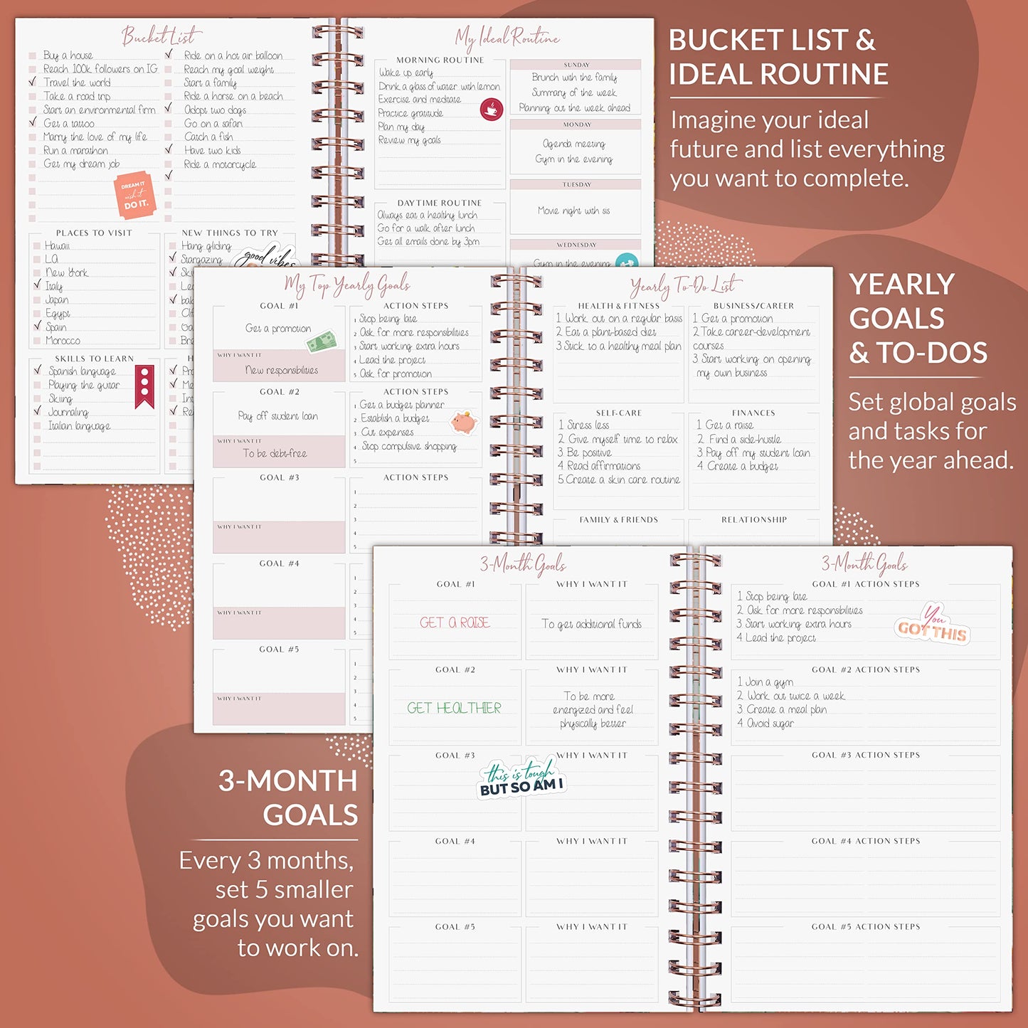 Weekly Planner – Undated Life Organizer & Budget Planner – Time Management, Goal Setting, To-Do List, Work-Life Balance & Habit Tracker – 6.1″ x 8.1″