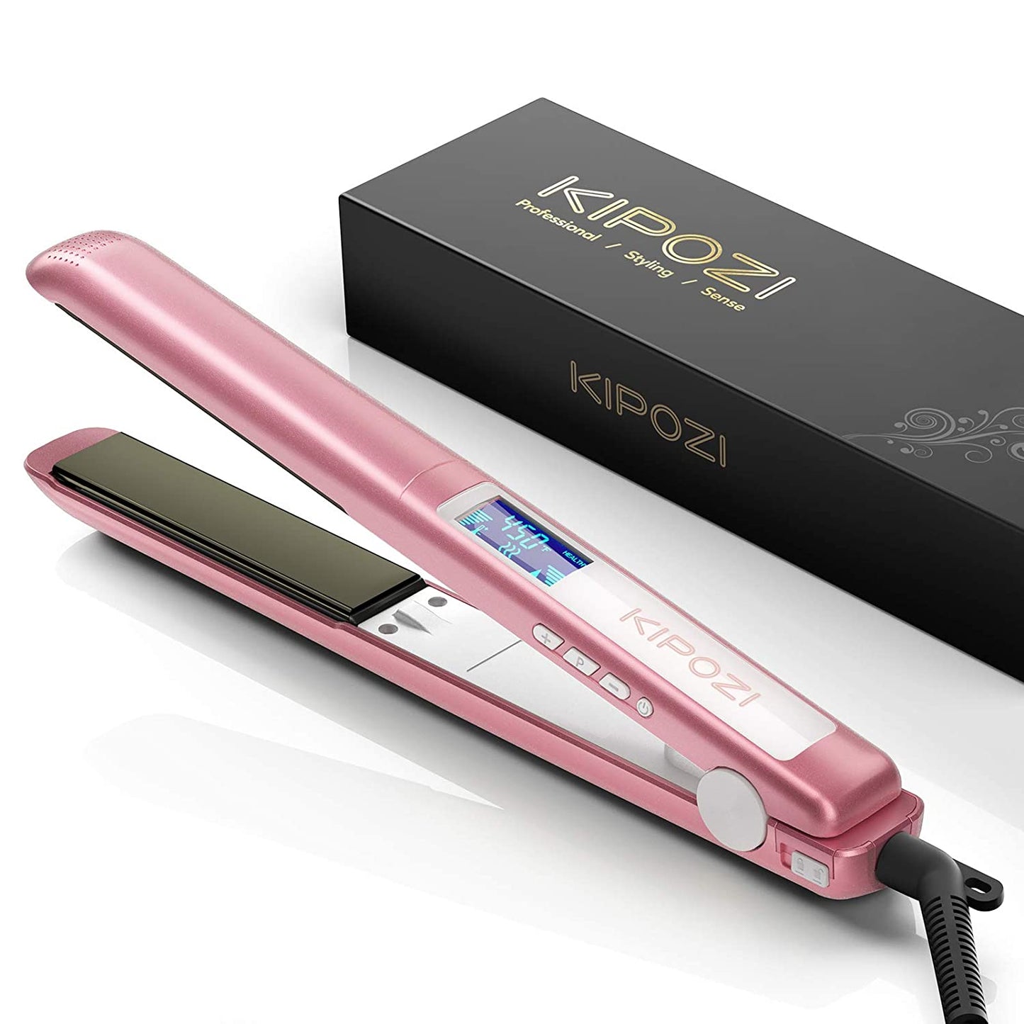 Professional Hair Striaghtener Titanium Dual Volotag Instant Heating Flat Iron 2 In 1 Hair Curler LCD Digital Display