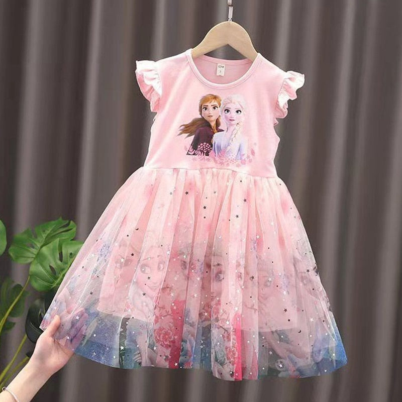Baby Girls Dress Casual Pink Clothes Summer 2023 Cotton Linen Girls Princess Dress Big Turn Down Collar Dress
