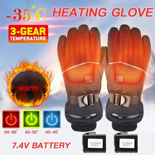 Heated Gloves, Waterproof Rechargeable Heating Thermal Gloves For Motorcycle, Hiking Snow Tubing Gloves
