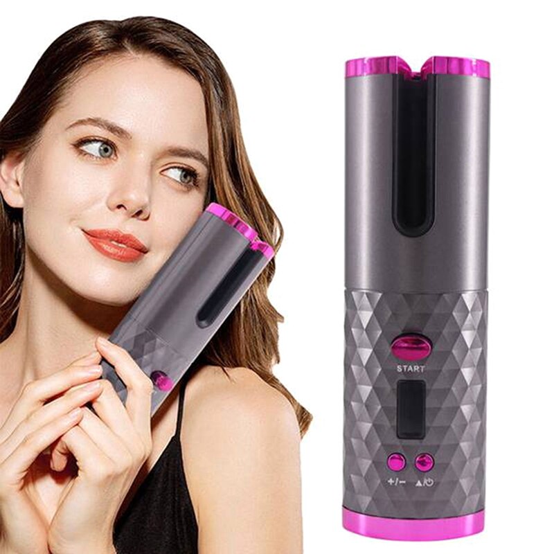 LED Screen Electric Automatic Rotating Curling Iron 3000mAh Mini Portable Thermostatic Electric Cordless Hair Curler