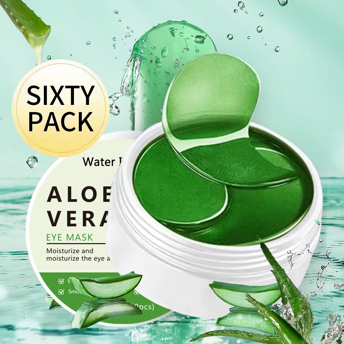 60pcs Aloe Vera Collagen Eye Mask – Anti-Dark Circles, Eye Bag Removal, Moisturizing & Firming Eye Patches for Skin Care