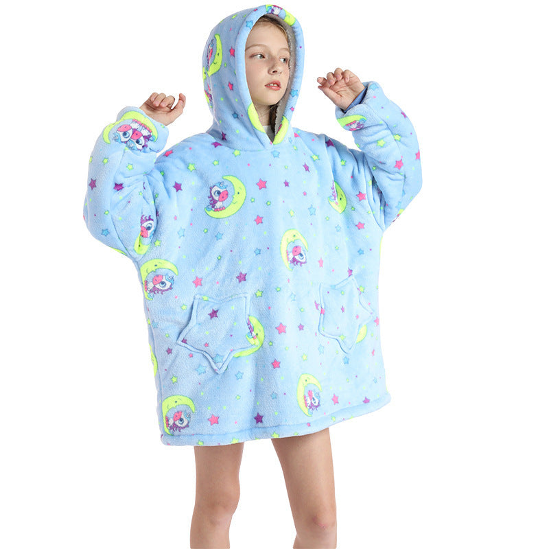 New TV Hoodie blanket Warm Lazy TV blanket Children's pullover cold robe blanket