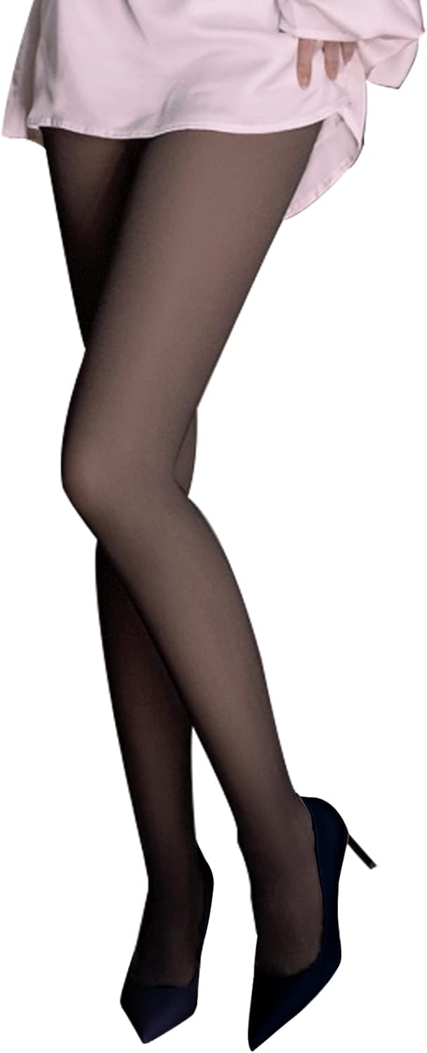 Women Warm Fleece Lined Sheer Thick Tights, Fake Translucent Thermal Pantyhose Leggings, Winter Slim Leggings