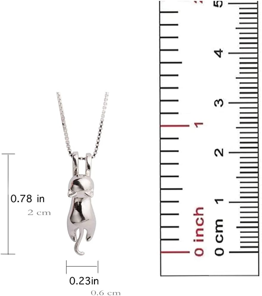 Sterling Silver Cat Necklaces Jewelry for Women Gifts for Cat Lady Lovers Cat Pendant Collarbone Necklace