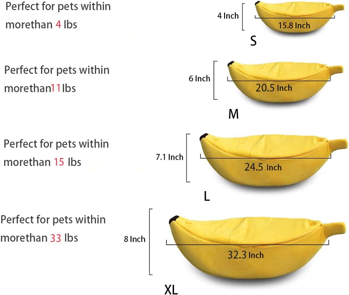 Cute Banana Cat Beds Pet Sofa Bed Cave Couch Shape Houseboat House Soft Pet Supplies Cat Cage Accessories Toys Breathable Universal in All Seasons Small Animals Mat