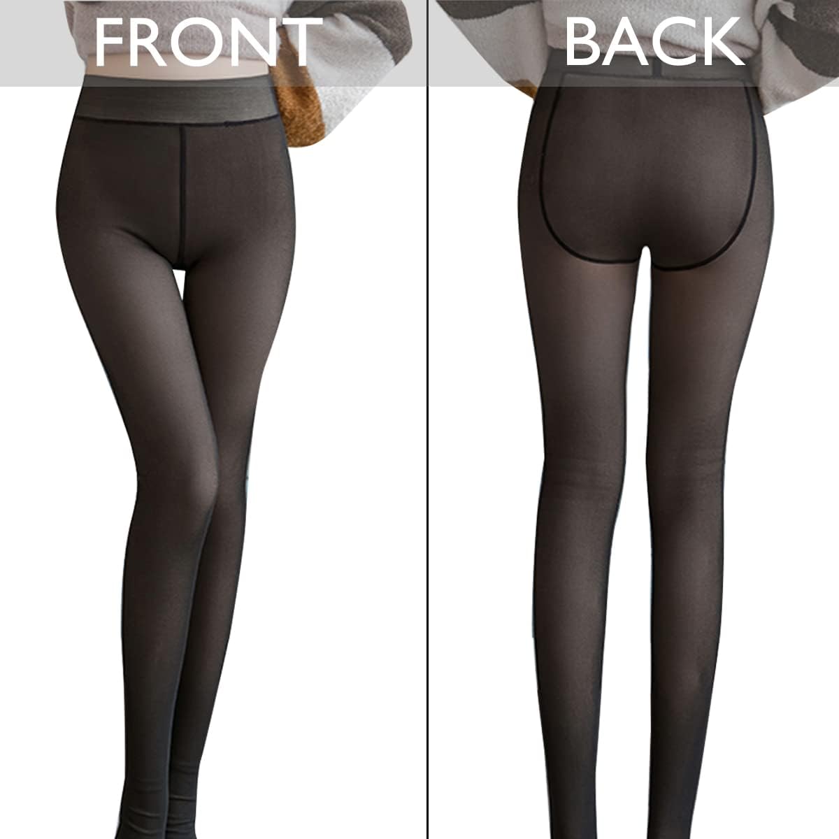 Women Fleece Lined Tights Fake Translucent Thermal Leggings Winter Sheer Warm Pantyhose Footless Tights