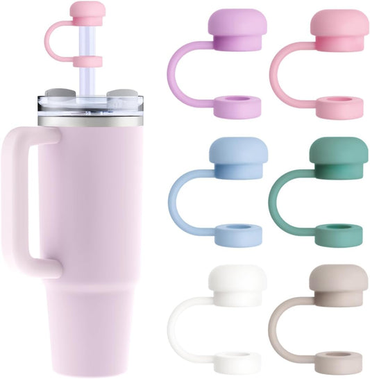 6Pcs Straw Topper Cap for Stanley Tumbler 40-20 oz, 0.4in 10mm Soft Silicone Straw Covers for Stanley Cup Accessories, Dust-proof and Leak-proof Reusable Drinking Straw Tips Lids