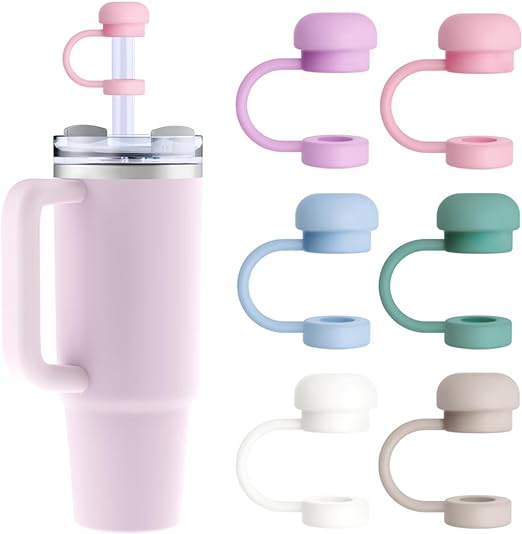 6Pcs Straw Topper Cap for Stanley Tumbler 40-20 oz, 0.4in 10mm Soft Silicone Straw Covers for Stanley Cup Accessories, Dust-proof and Leak-proof Reusable Drinking Straw Tips Lids