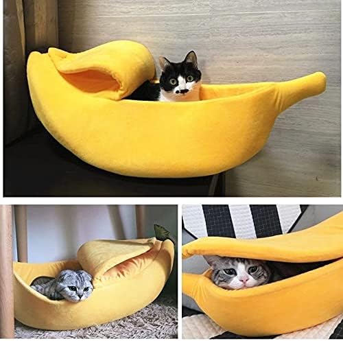 Cute Banana Cat Beds Pet Sofa Bed Cave Couch Shape Houseboat House Soft Pet Supplies Cat Cage Accessories Toys Breathable Universal in All Seasons Small Animals Mat