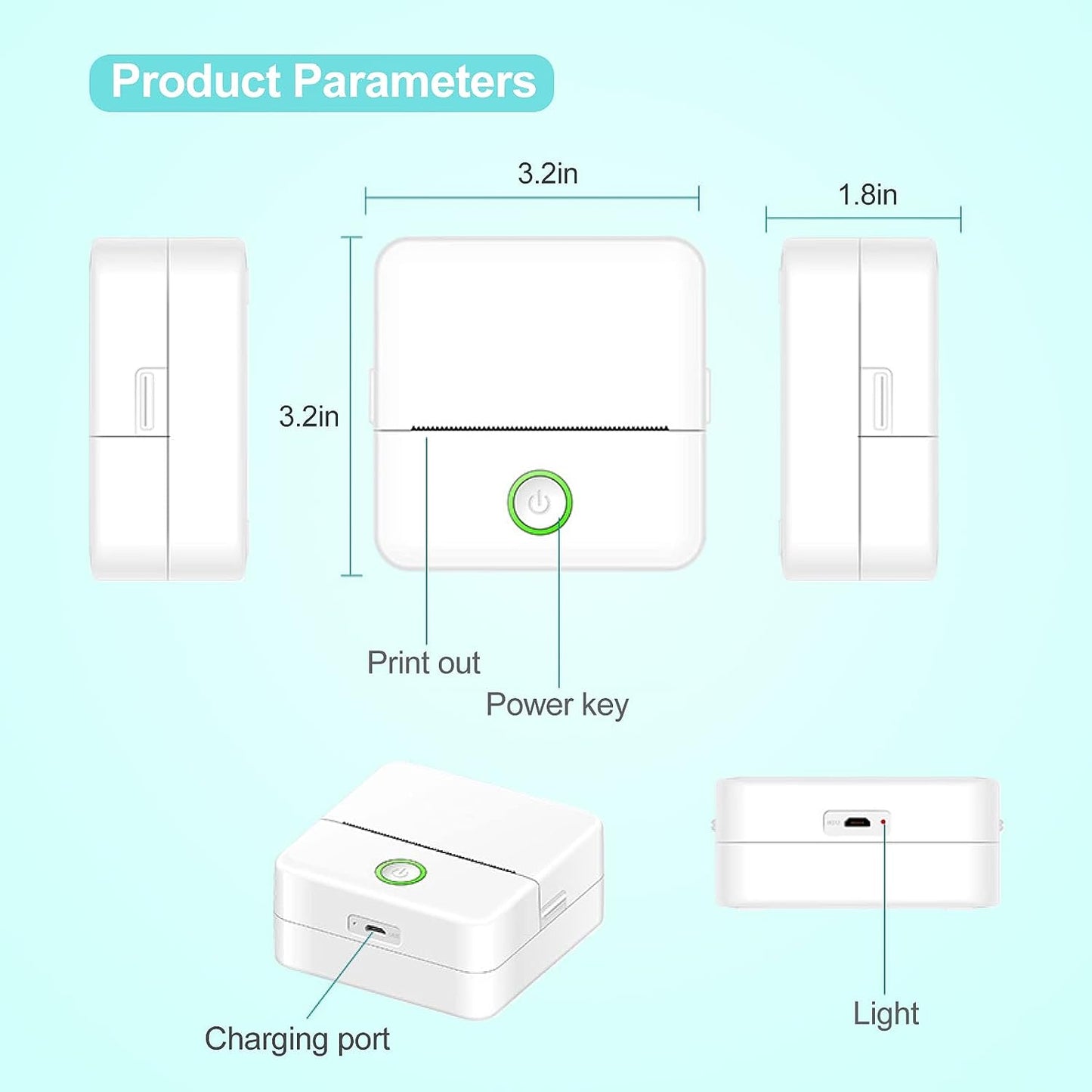 Mini Inkless Sticker Printer, Portable Bluetooth Mini Pocket Printer Sticker Maker for Notes, Memo, Photo, Label, Receipts, Sticker Maker Machine, Pocket Thermal Printer Compatible with iOS & Android